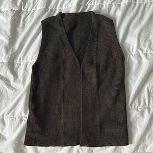 Brown Sleeveless Knit Vest